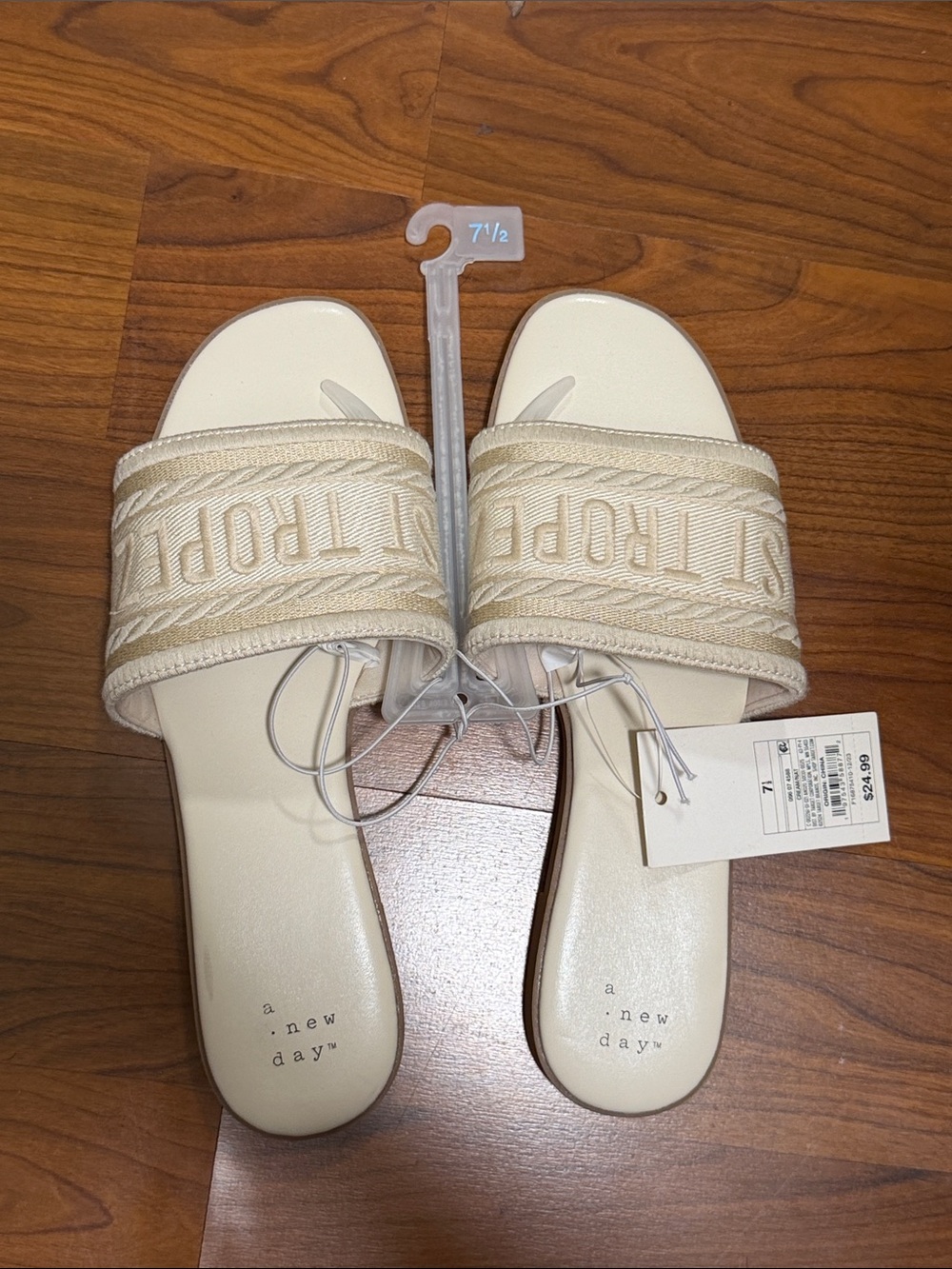 a new day Cream Braided Slide Sandals